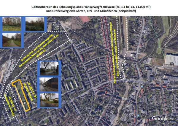 Größenvergleich der umliegenden Flächen